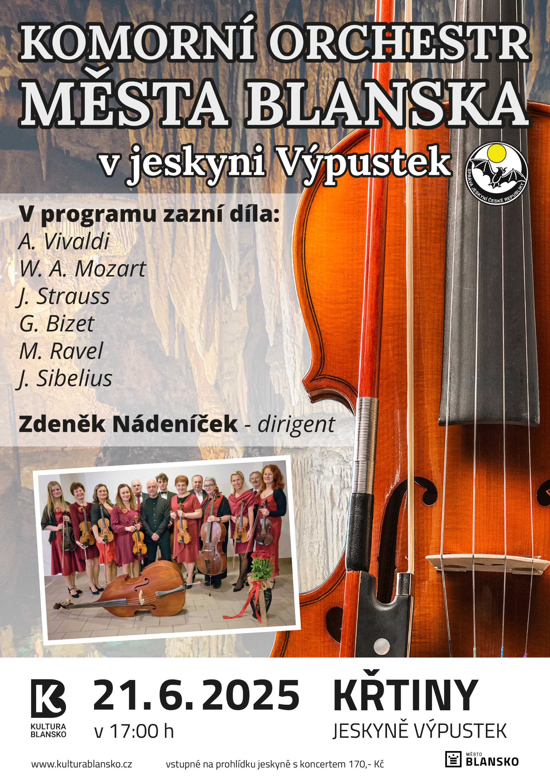 Komorní orchestr města Blanska v jeskyni Výpustek 21. 6. 2025